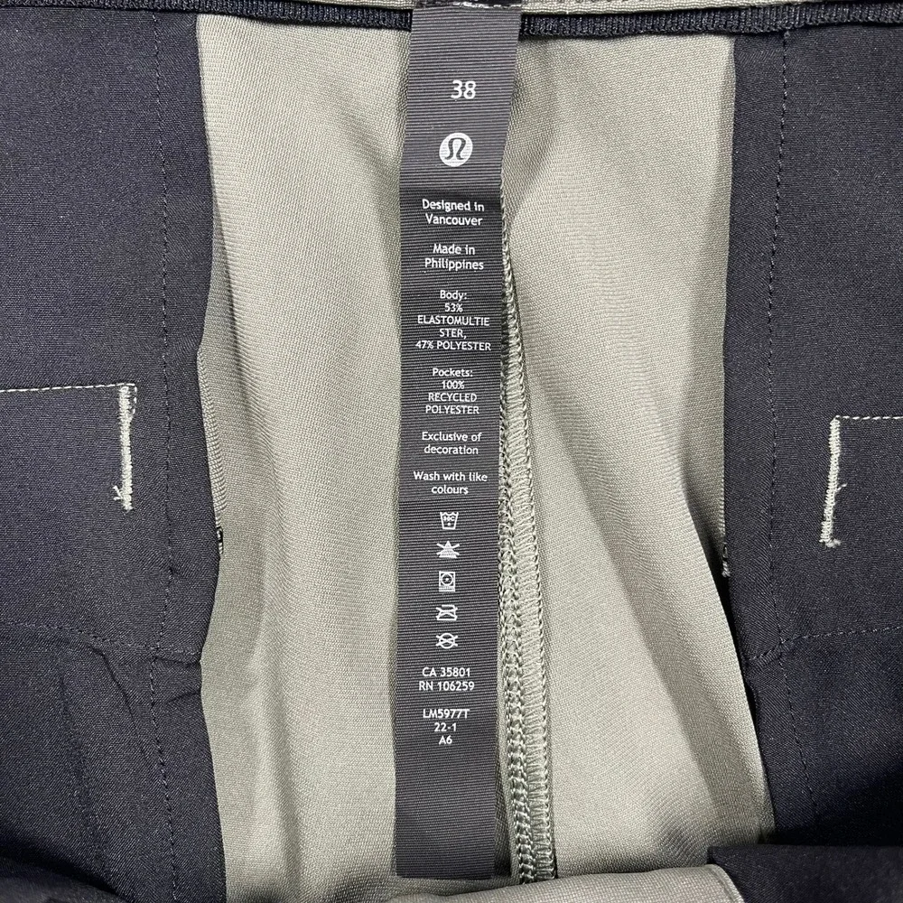 Lululemon Commission Slim Fit Pant Mens 38 Sage‎ Green Technical Chino READ